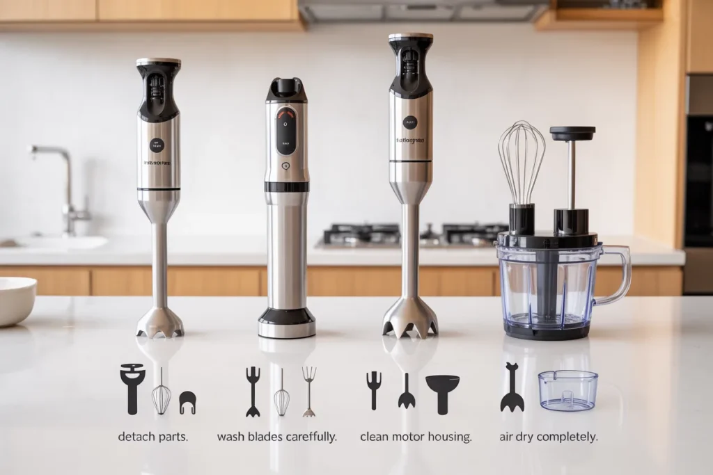 how to clean an immersion blender