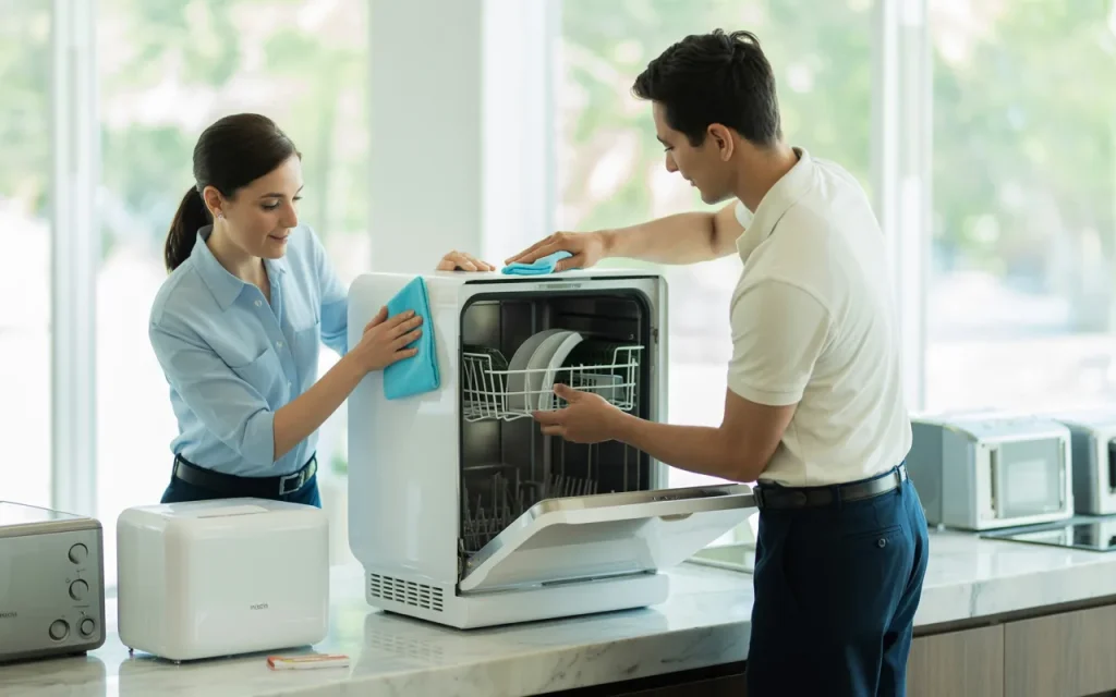 how to clean a countertop dishwasher