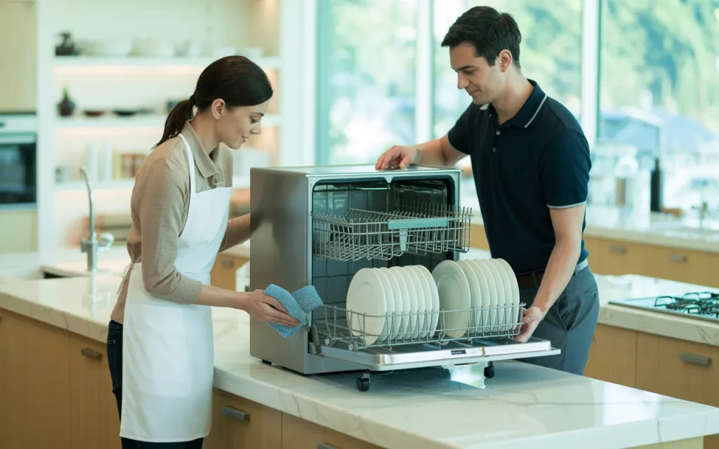 how to clean a countertop dishwasher